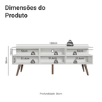 Rack para TV até 65 Polegadas Madesa Londres com Pés Retro Branco