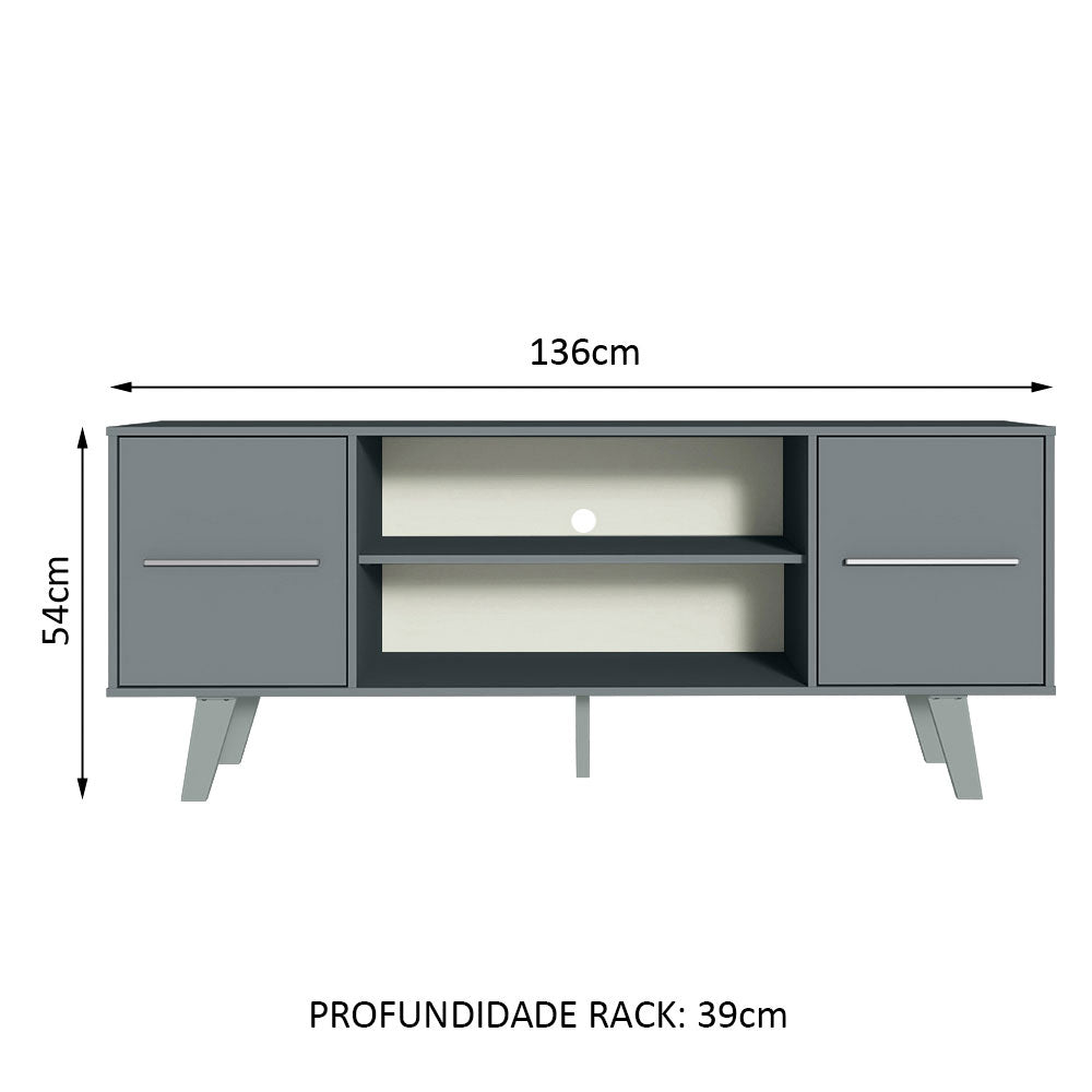 Rack para TV até 55 Polegadas Madesa Copenhagen Cinza