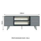 Rack para TV até 55 Polegadas Madesa Copenhagen Cinza