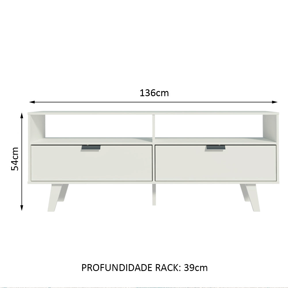 Rack para TV até 55 Polegadas Madesa Oslo com 2 Portas Branco
