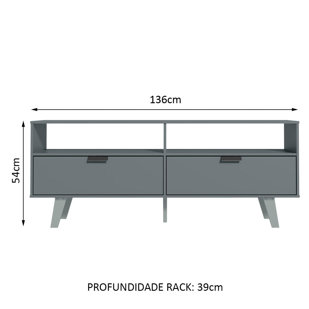 Rack para TV até 55 Polegadas Madesa Oslo com 2 Portas Cinza