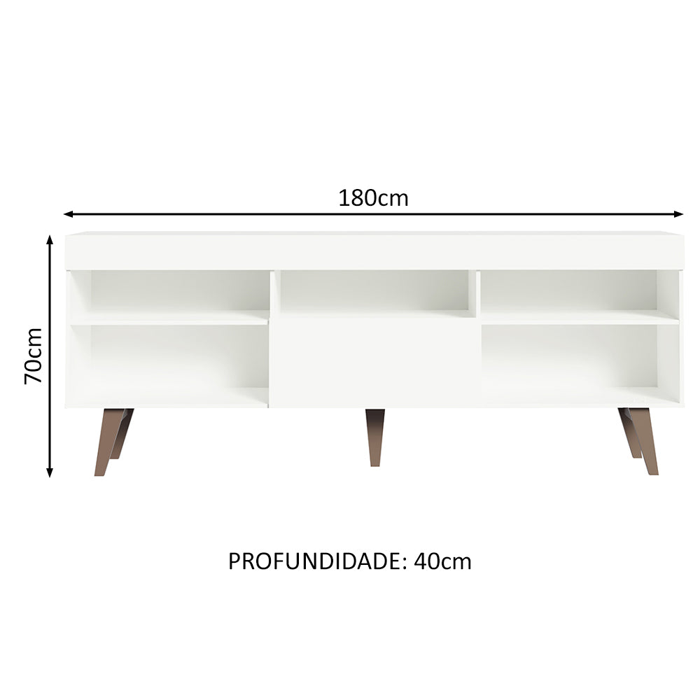 Rack para TV até 75 Polegadas Lille Madesa 180 cm 1 Porta Branco