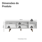 Rack Madesa Dubai para TV até 65 Polegadas com Pés Branco/Rustic 9B5Z