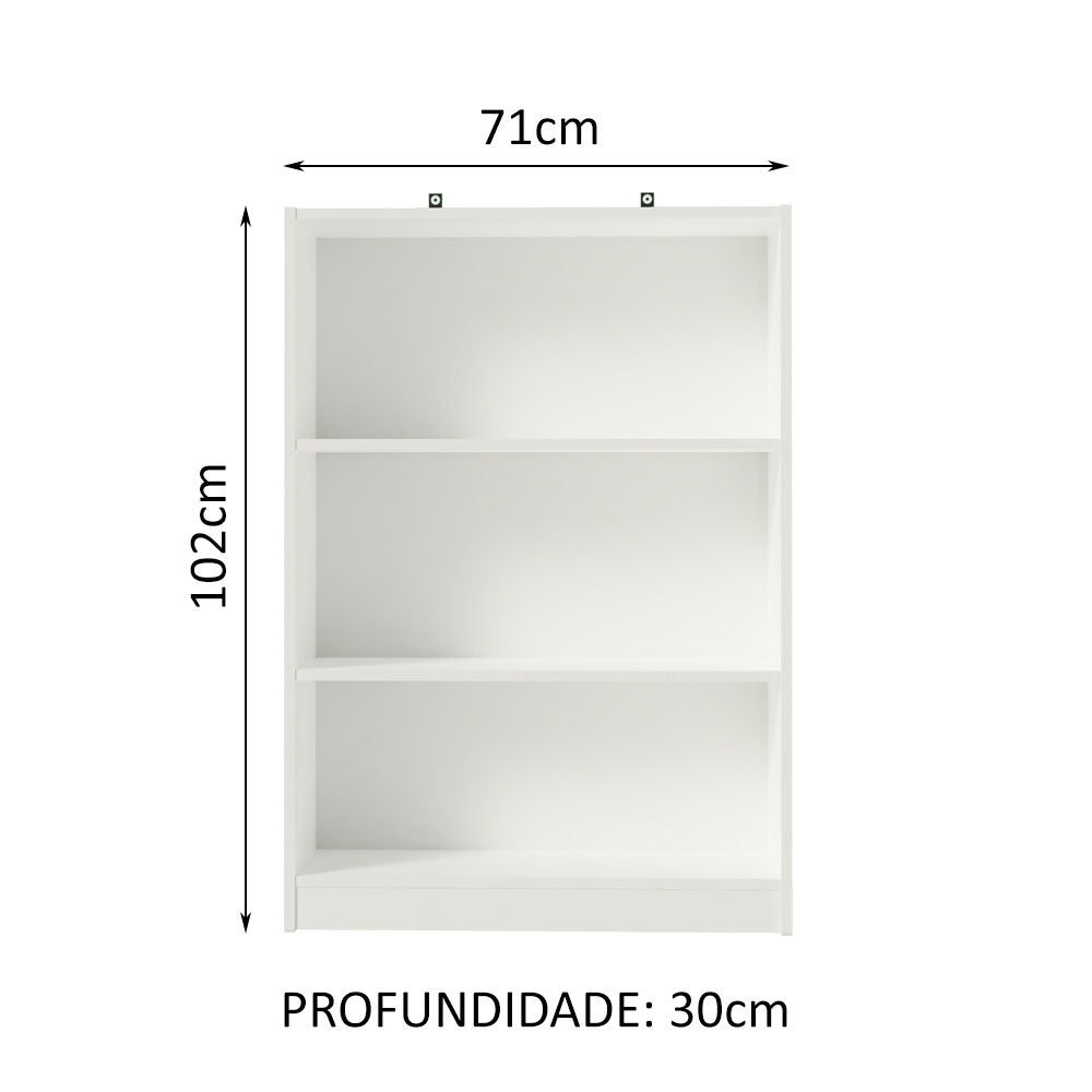 Estante Livreiro Madesa 6907 com 3 Nichos Branco