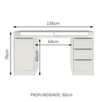 Escrivaninha 1 Porta e 3 Gavetas Madesa Chicago Branco
