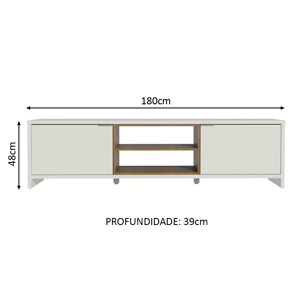 Rack para TV até 75 Polegadas Madesa Metz 180 cm 2 Portas Branco/Rustic