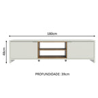 Rack para TV até 75 Polegadas Madesa Metz 180 cm 2 Portas Branco/Rustic