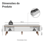 Rack para TV até 75 Polegadas Madesa Reims 2 Portas 1 Gaveta Branco