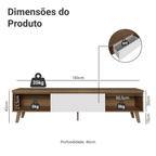 Rack para TV até 75 Polegadas 180 cm 2 Portas 1 Gaveta Rustic/Branco Dune Madesa