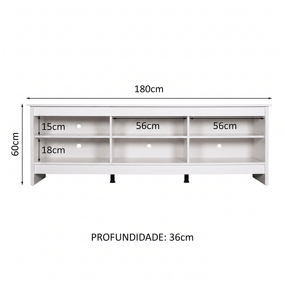 Rack para TV até 80 Polegadas Madesa 6924 com 6 Nichos Branco PO