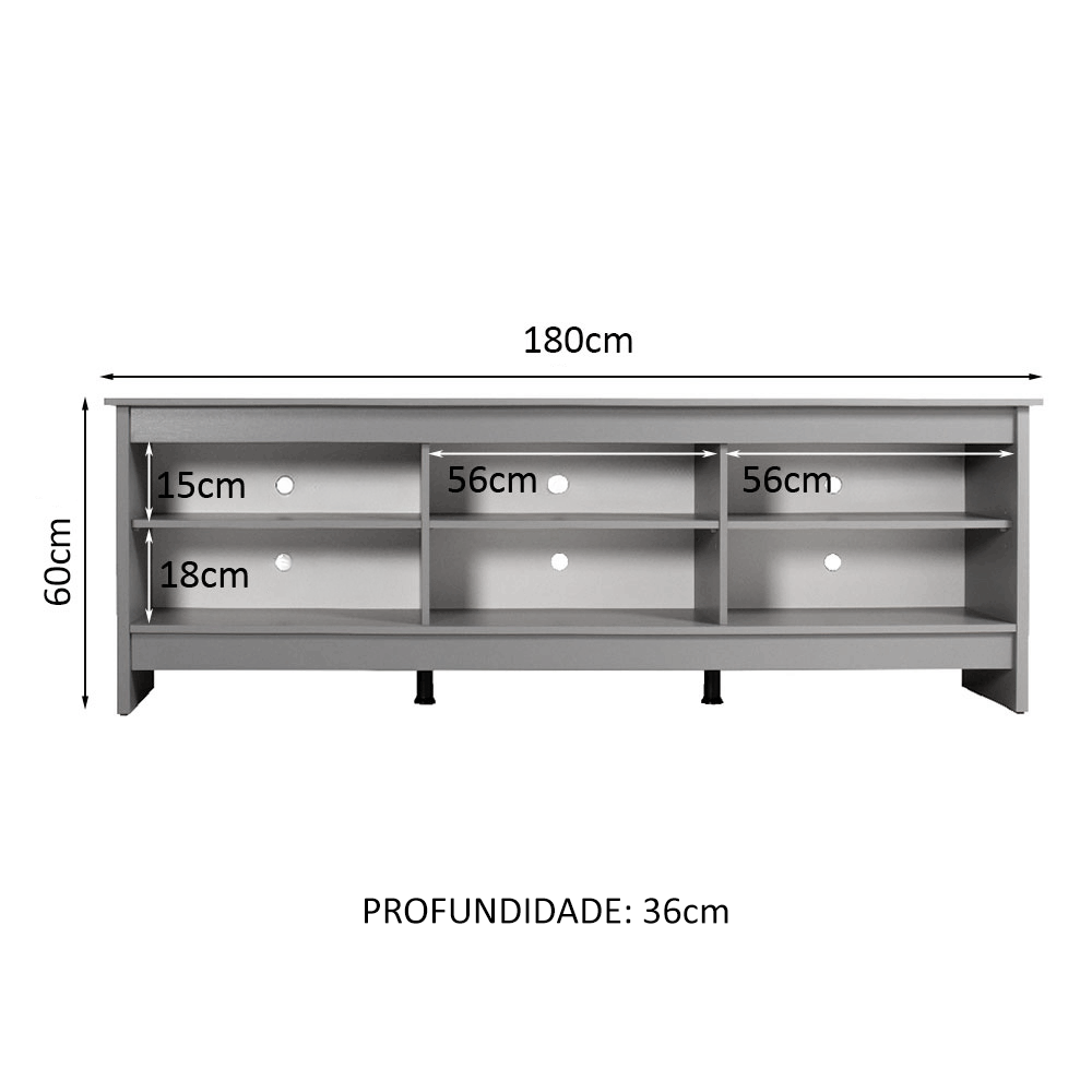Rack para TV até 80 Polegadas Madesa 6924 com 6 Nichos Cinza PO