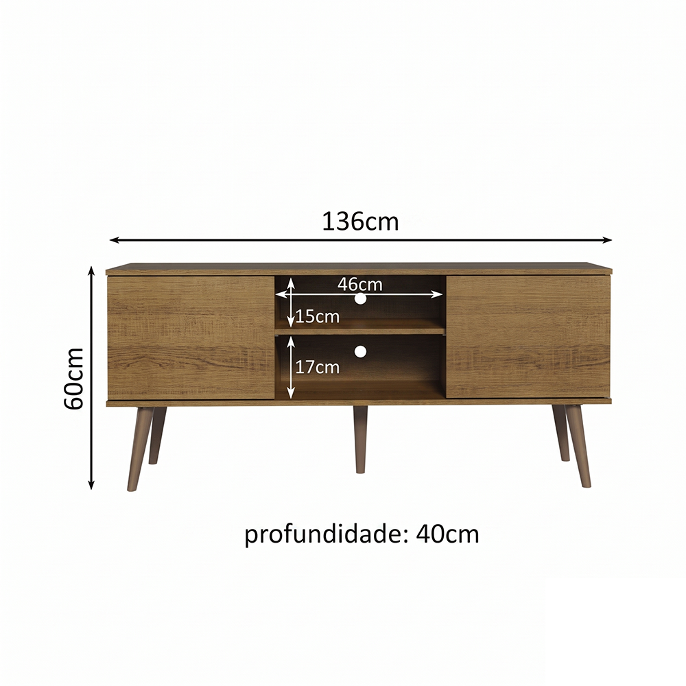 Rack para TV até 55 Polegadas Madesa 6925 com 2 Portas Rustic PO
