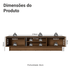 Rack para TV até 80 Polegadas 218 cm 2 Portas Rustic/Branco Agata Madesa