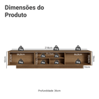 Rack Suspenso para TV até 80 Polegadas 218 cm 2 Portas Rustic/Branco Glamy Madesa