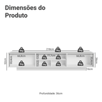 Rack Suspenso para TV até 80 Polegadas 218 cm 2 Portas Branco/Cinza Lux Madesa