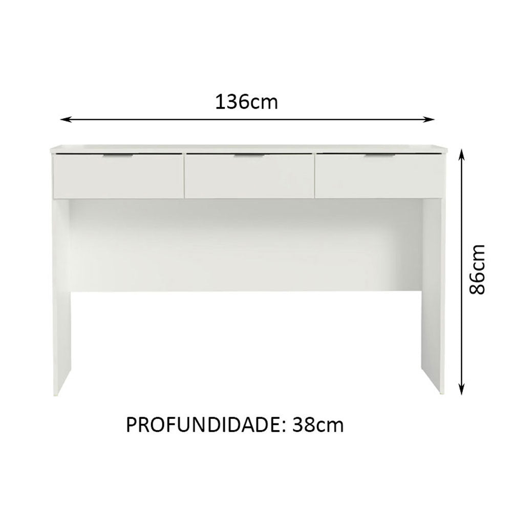 Penteadeira Madesa Camarim Carly com 3 Gavetas (Sem Painel) Branco