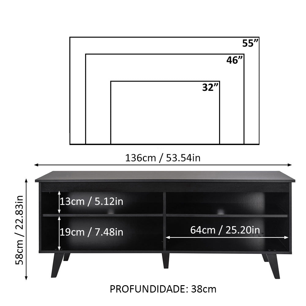 Rack para TV até 55 Polegadas Preto Madesa