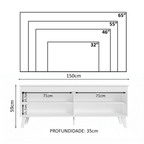 Rack para TV até 55 Polegadas Madesa 6997 com 4 Nichos Branco PO