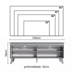 Rack para TV até 55 Polegadas Madesa 6997 com 4 Nichos Cinza PO