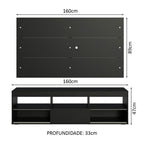 Rack com Painel para TV até 65 Polegadas Preto Orlando Madesa