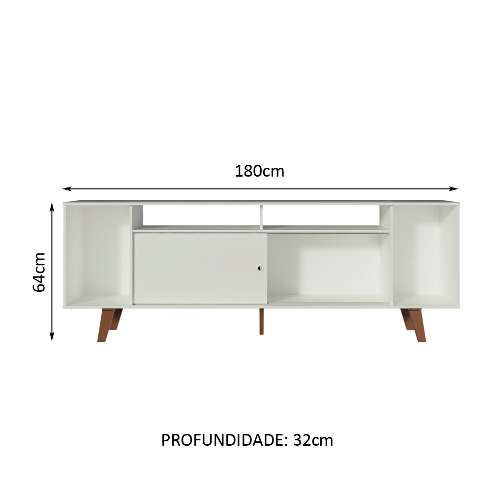 Rack para TV até 65 Polegadas Madesa Cancun com Pés Branco/Rustic 095Z