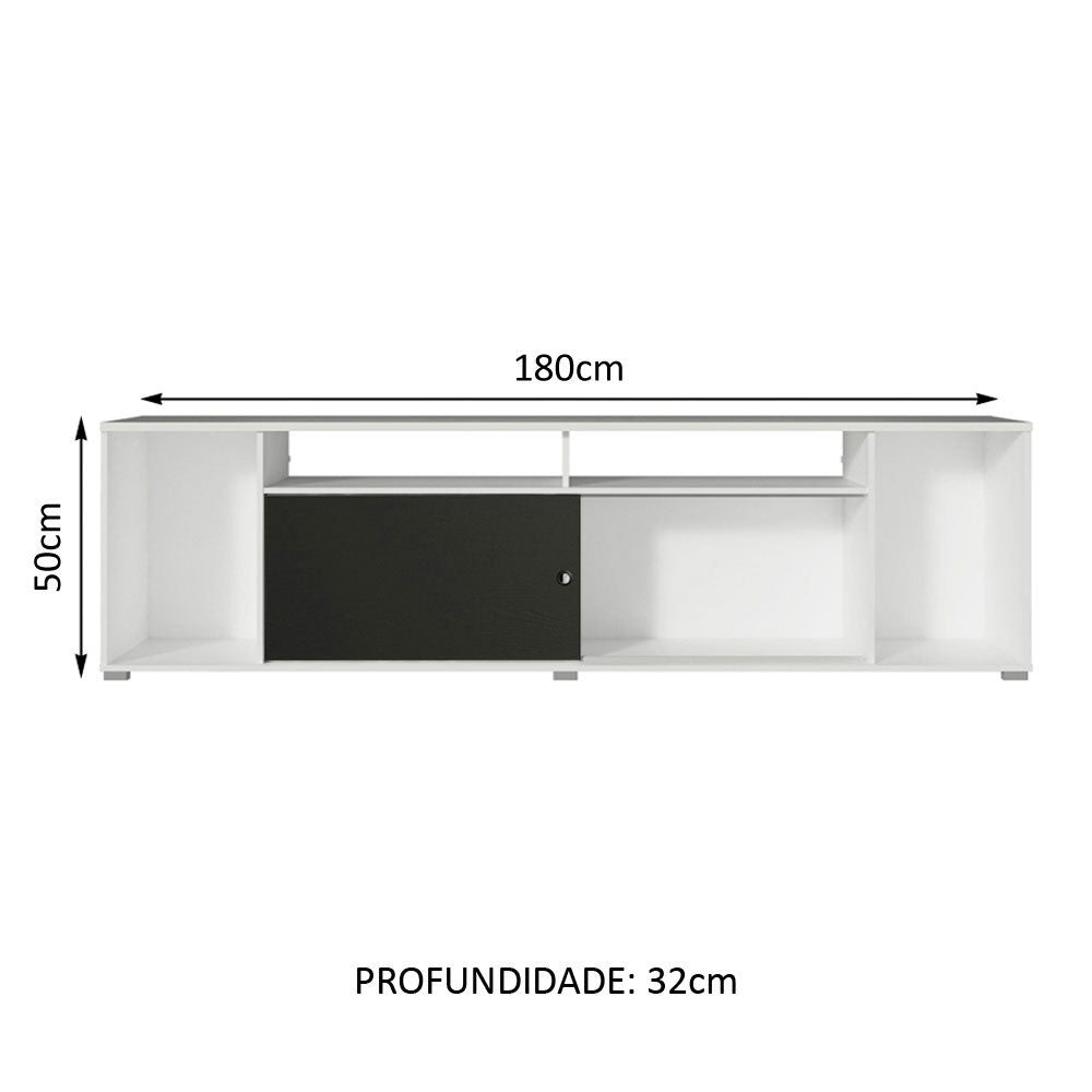 Rack para TV até 65 Polegadas Madesa Cancun Branco/Preto