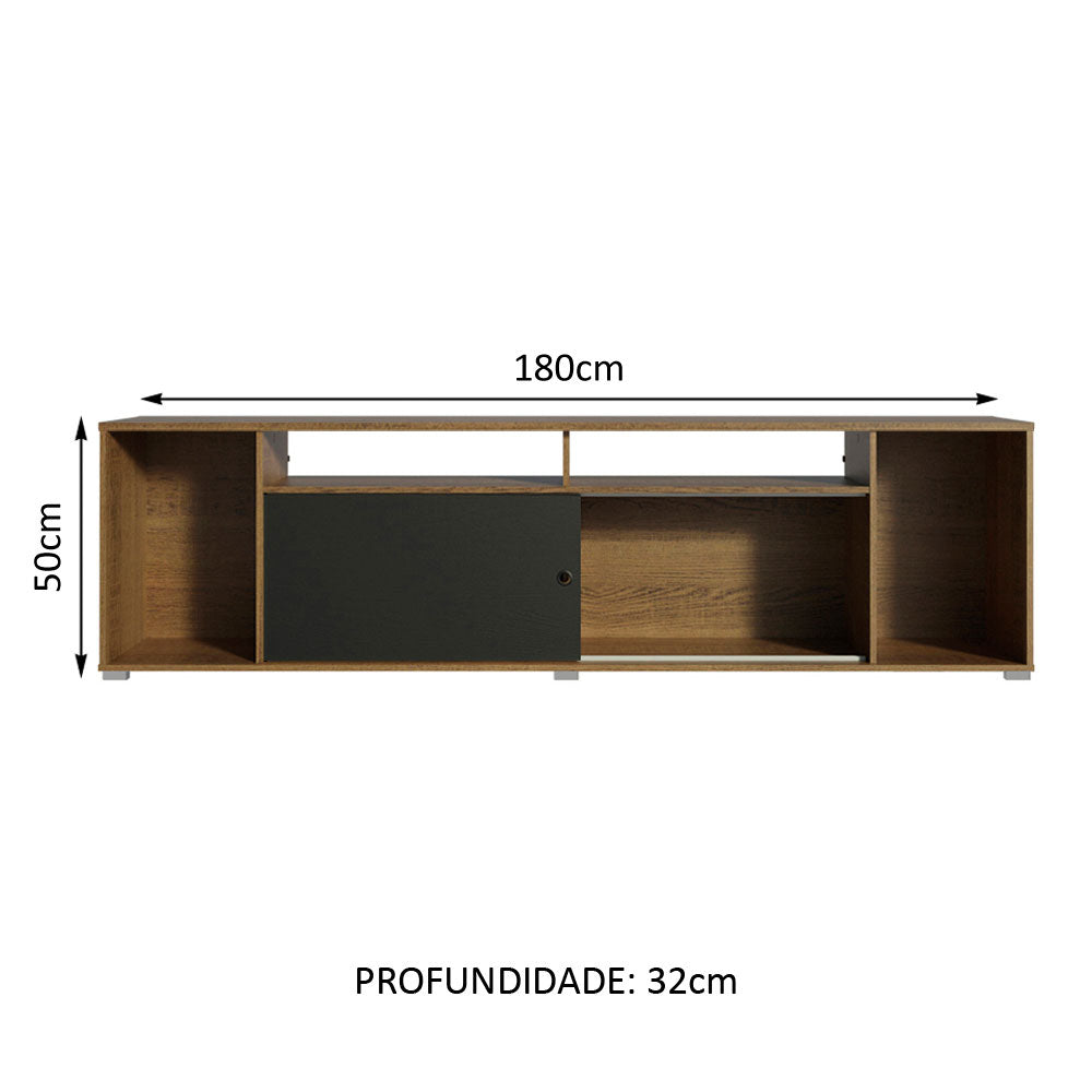 Rack para TV até 65 Polegadas Madesa Cancun Rustic/Preto