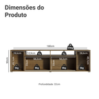 Rack para TV até 65 Polegadas Madesa Cancun Rustic/Preto