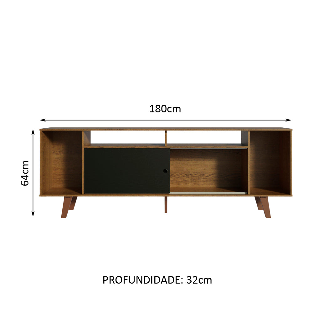 Rack para TV até 65 Polegadas Madesa Cancun com Pés Rustic/Preto 7K5Z