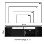 Rack para TV até 65 Polegadas Madesa 7008 com 5 Nichos e 1 Porta Preto PO