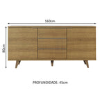 Buffet Aparador Madesa 3 Gavetas e 2 Portas com Pés Rustic