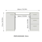 Escrivaninha 3 Gavetas 1 Porta Branco Madesa