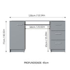 Escrivaninha 3 Gavetas 1 Porta Cinza Madesa