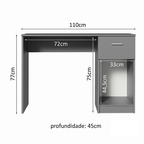 Escrivaninha para Notbook Madesa 9406 com 1 Gaveta e 1 Porta Cinza PO