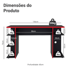 Mesa para Computador Gamer Madesa 9409 Preto/Vermelho