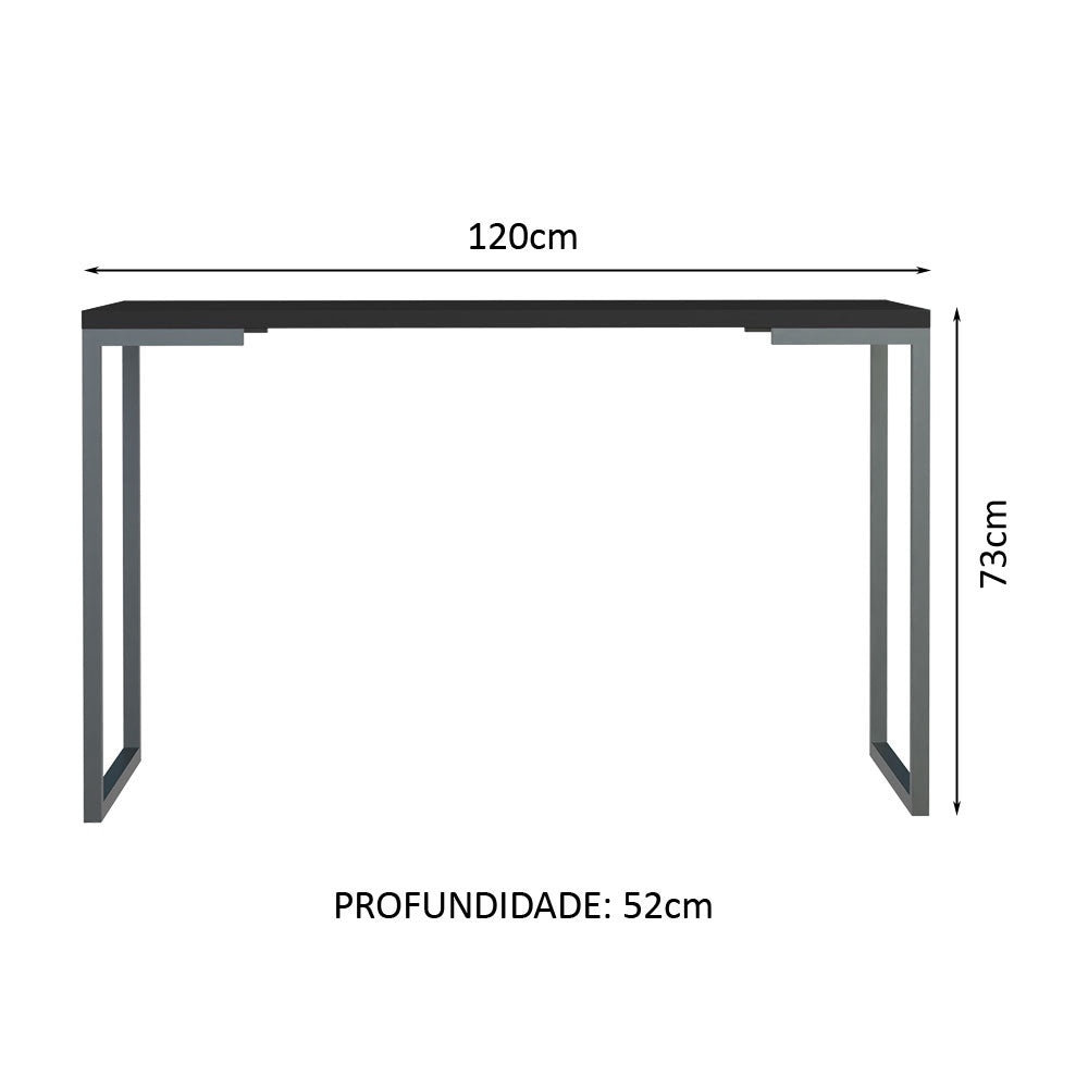 Mesa de Escritório Industrial Preta 120cm Nero Marquina Madesa