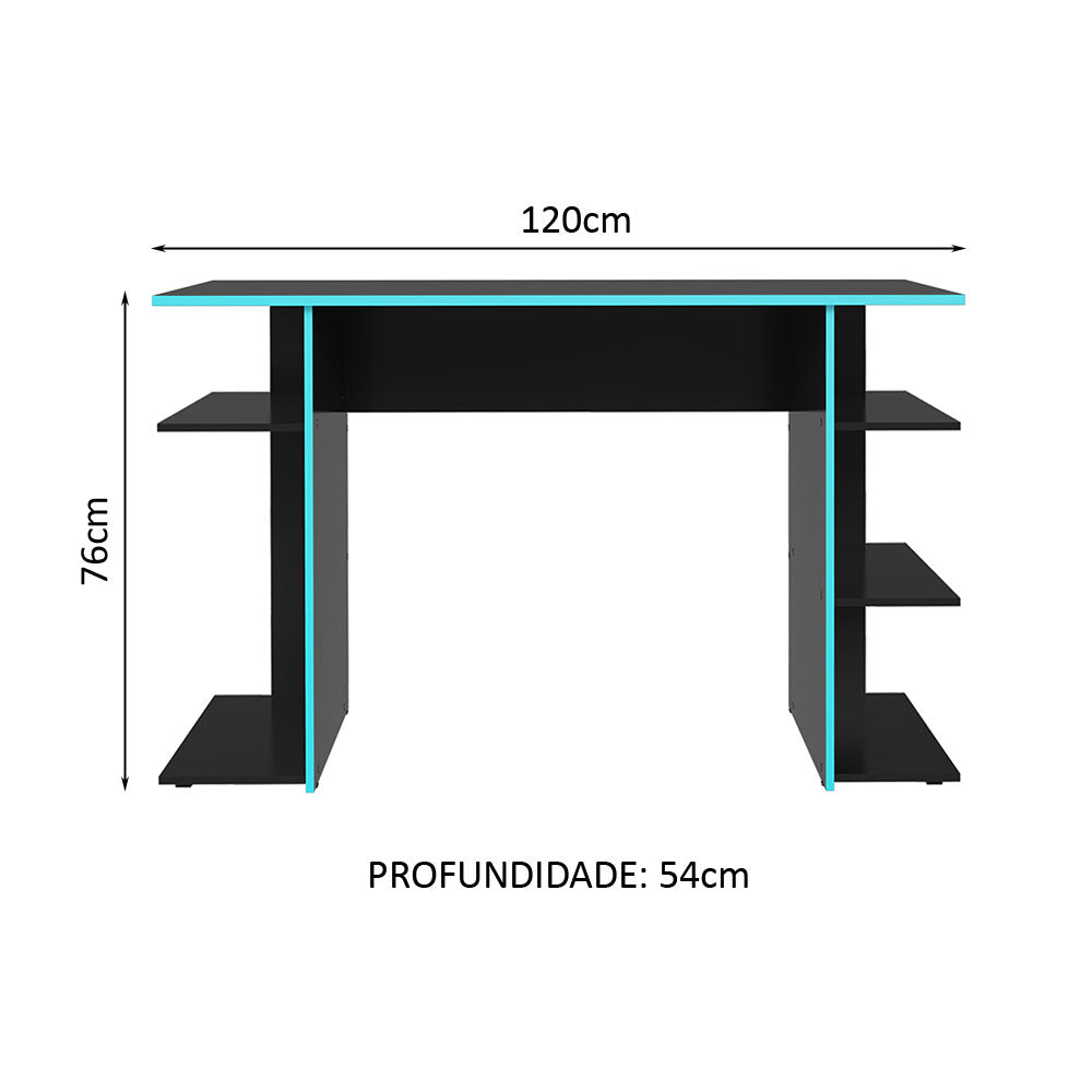 Escrivaninha Mesa para Computador Gamer Preto/Azul 9424 Madesa