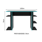 Escrivaninha Mesa para Computador Gamer Preto/Azul 9424 Madesa