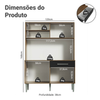 Armário de Cozinha Compacta 120cm Rustic/Preto Life Madesa