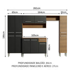 Armário de Cozinha Completa 261cm Rustic/Preto Emilly Hit Madesa