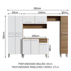 Armário de Cozinha Completa 261cm Rustic/Branco Emilly Hit Madesa