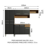 Armário de Cozinha Compacta Rustic/Preto Emilly Top Madesa