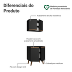 Kit de Cozinha com Armário Aéreo e Balcão 70 cm Preto Pieta Madesa