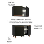 Kit Madesa Reims 120 cm com Armário Aéreo e Balcão Gabinete de Pia Preto