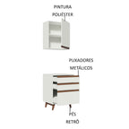 Kit Madesa Reims 60 cm com Armário Aéreo e Balcão com 3 Gavetas Branco