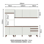 Armário de Cozinha Completa 250cm Branco Reims Madesa