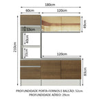 Armário de Cozinha Compacta 180cm Branco/Rustic Diamante Madesa 86