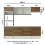 Armário de Cozinha Completa 240cm Branco/Rustic Topazio Madesa