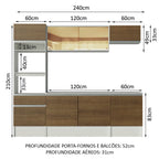 Armário de Cozinha Completa 240cm Branco/Rustic Diamante Madesa