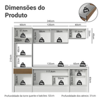 Armário de Cozinha Completa 240cm Branco/Rustic Diamante Madesa